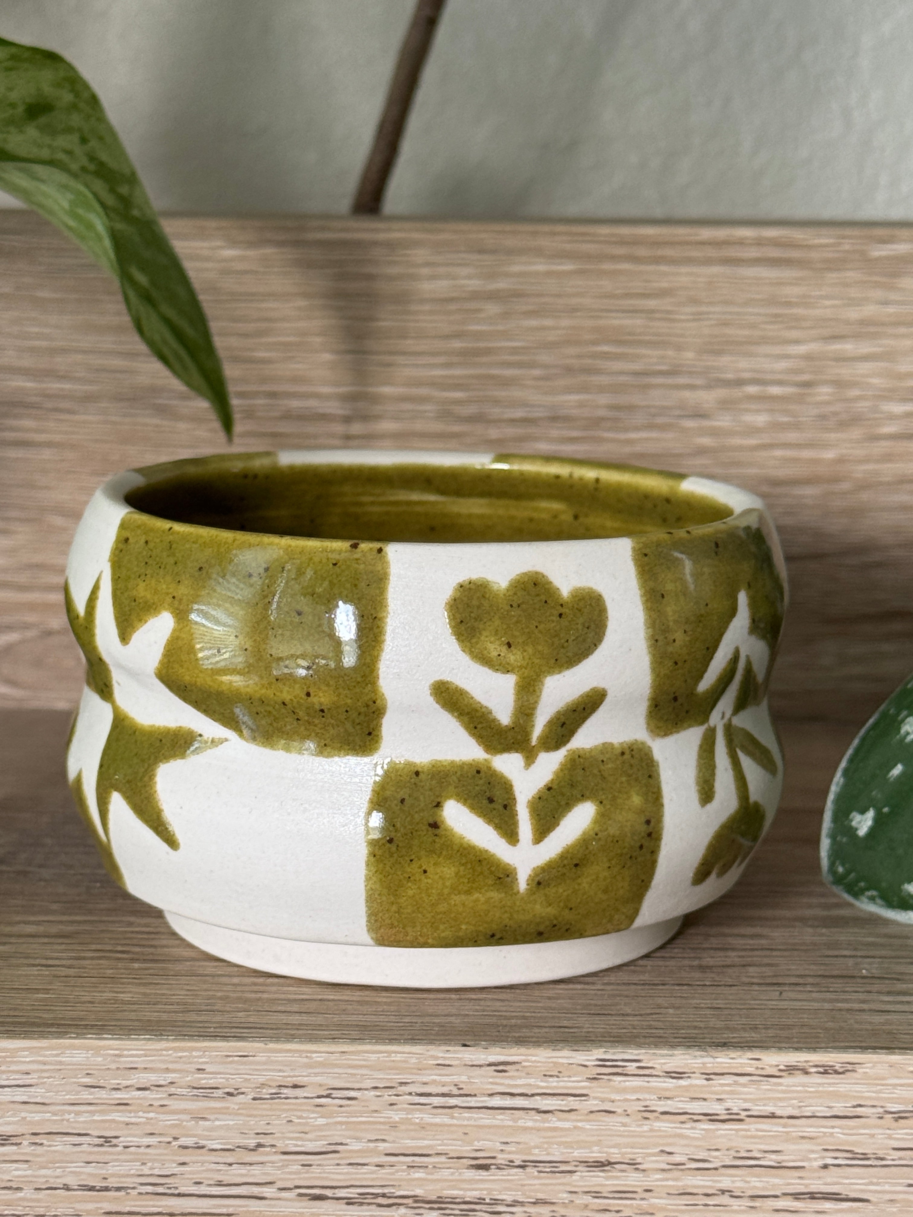 porcelain botanical blocks bowl