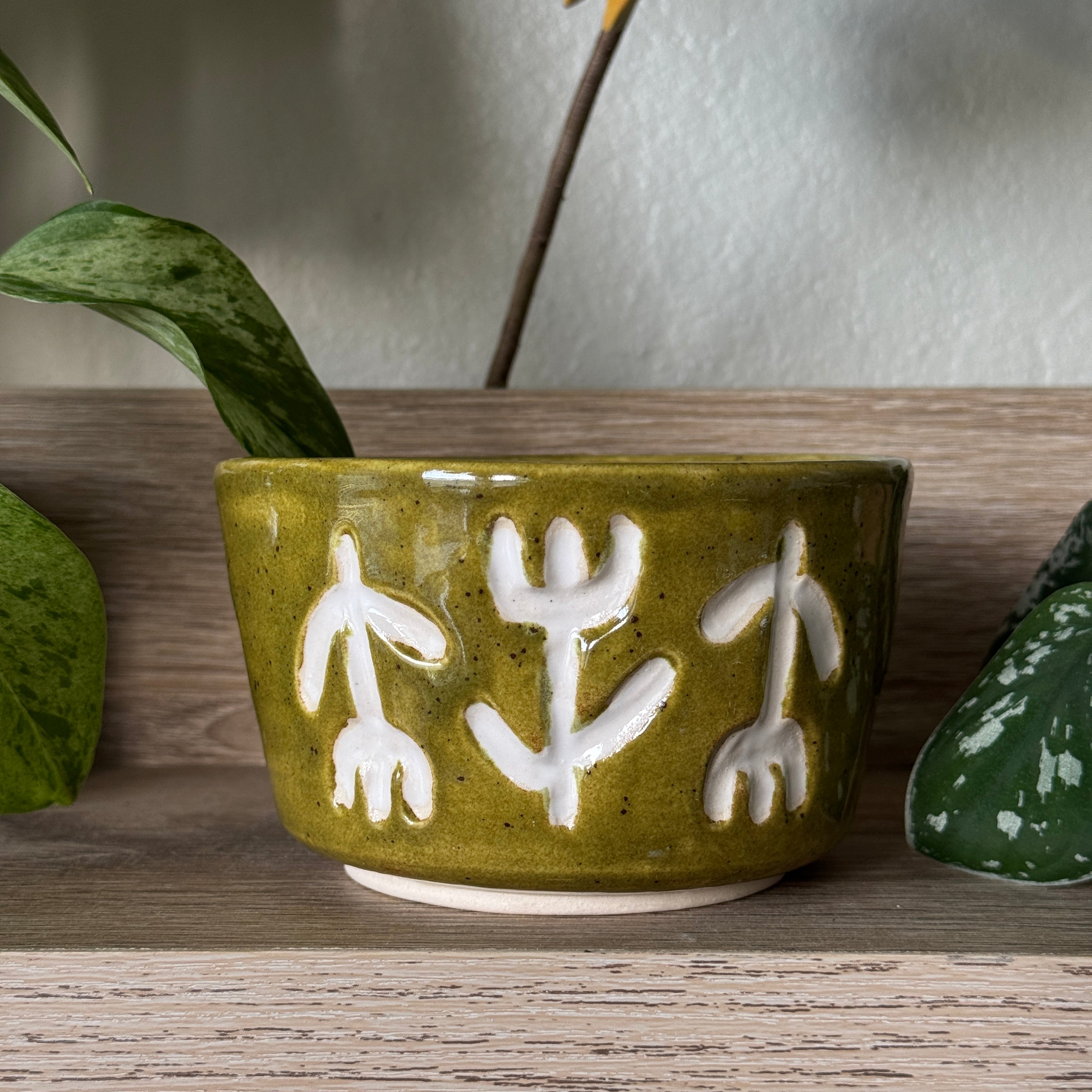 porcelain sgraffito botanical bowl