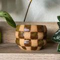 checkered earth vessel