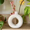 porcelain gentle bloom single stem donut vase